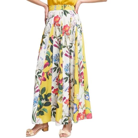 Anthropologie ROCOCO SAND Revolve Aprile Floral Yellow Maxi Skirt - Picture 12 of 12